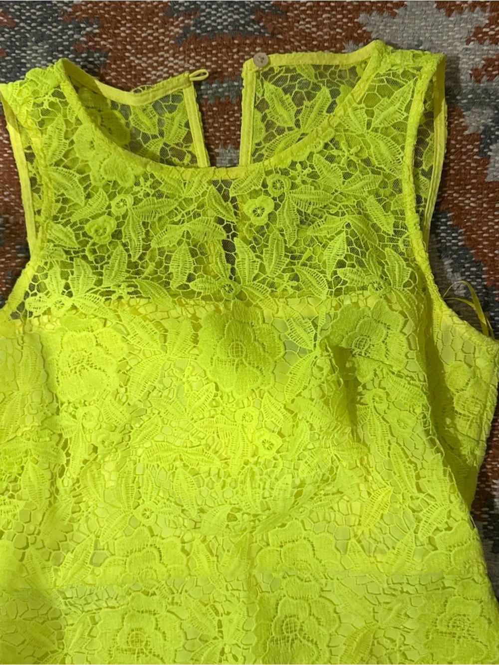 J. Crew Neon Lace Sleeveless Dress in Bright Yellow